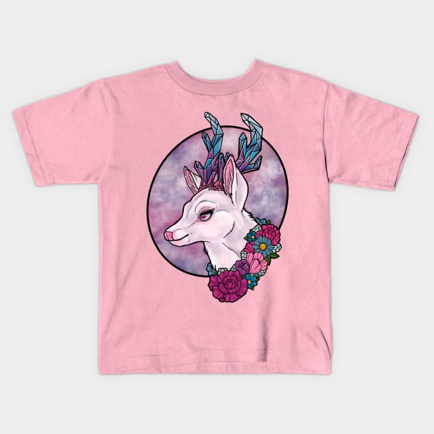 Crystal Deer Kids T-Shirt by Luckyponytattoo